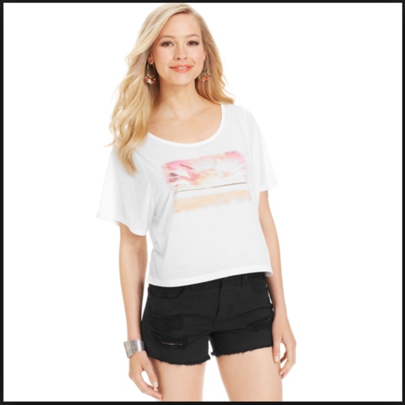 Jessica Simpson Tops - Jessica White Danna Printed Crop Top Shirt 2X NWT